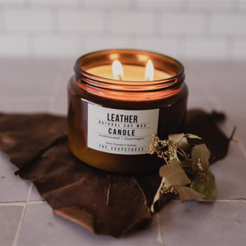 The Soapstress Leather Candle