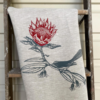 Eastbourne Art Native Waratah Linen Tea Towel