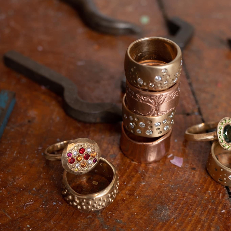 Stack of rings being made from Fallowfield Jewellery