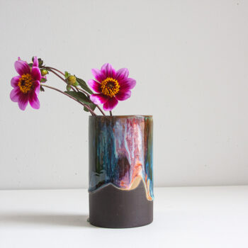 Rhiannon Gill Ceramics Rose Pistachio Black Clay Vase