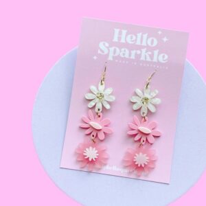 Hello Sparkle Flower Dangle Earrings