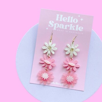 Hello Sparkle Flower Dangle Earrings