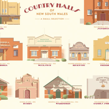 Barocky Chocky Country Halls of New South Wales Retro Art Print