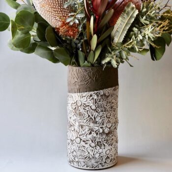 DM Pottery Flannel Flower Vase