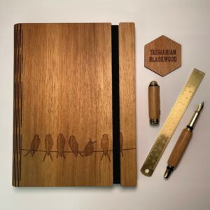 Etchelon A5 Notebook made from Australian Timber TAS Blackwood