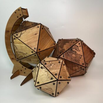 Etchelon Dymaxion Globes made from Australian Timbers