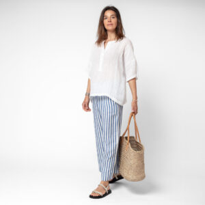 Frske Clothing White Juno Top with Striped Lauren Pant