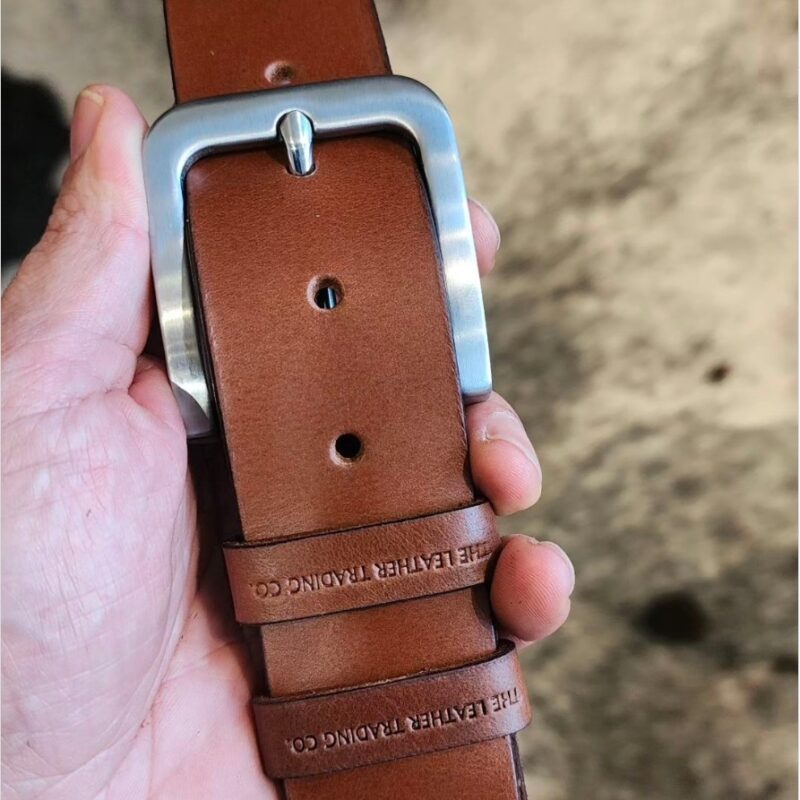 The Leather Trading Co. Handmade Leather Belt with Stainless Steel Buckle