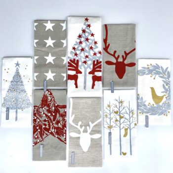 Eastbourne Art Christmas Screenprinted Tea Towels
