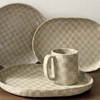 Authete Check Ceramic Clay Tablewear