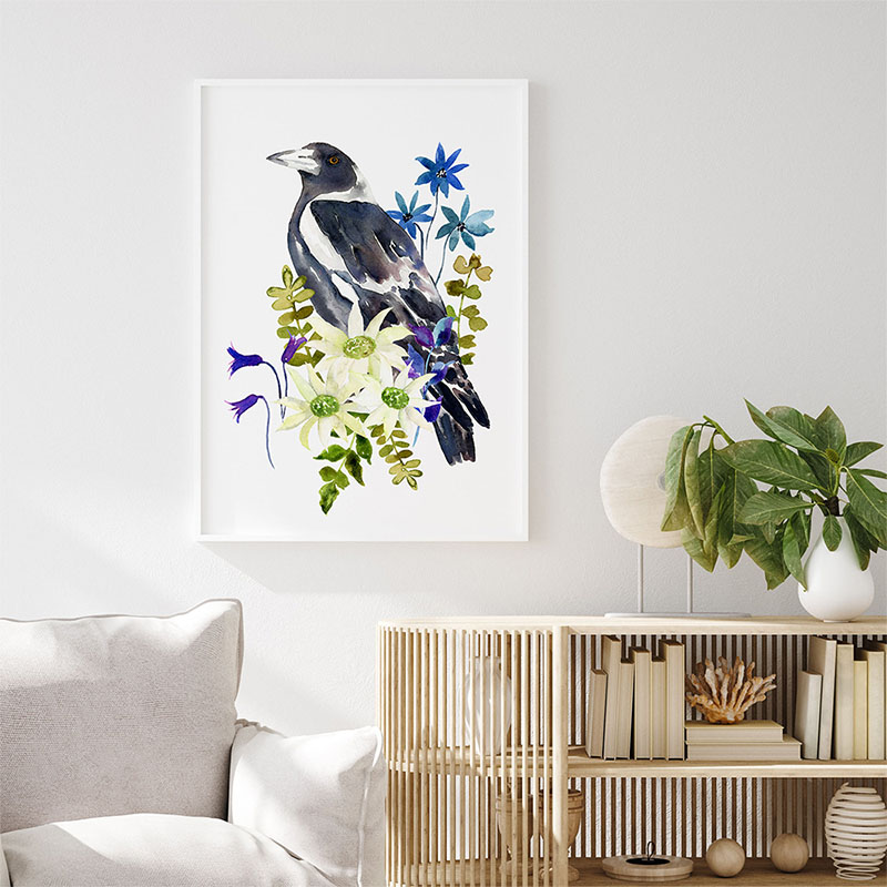Breezy Bird Studio Merry Magpie Art Print
