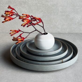 Motion Ceramics Grey Plate Set and Vase
